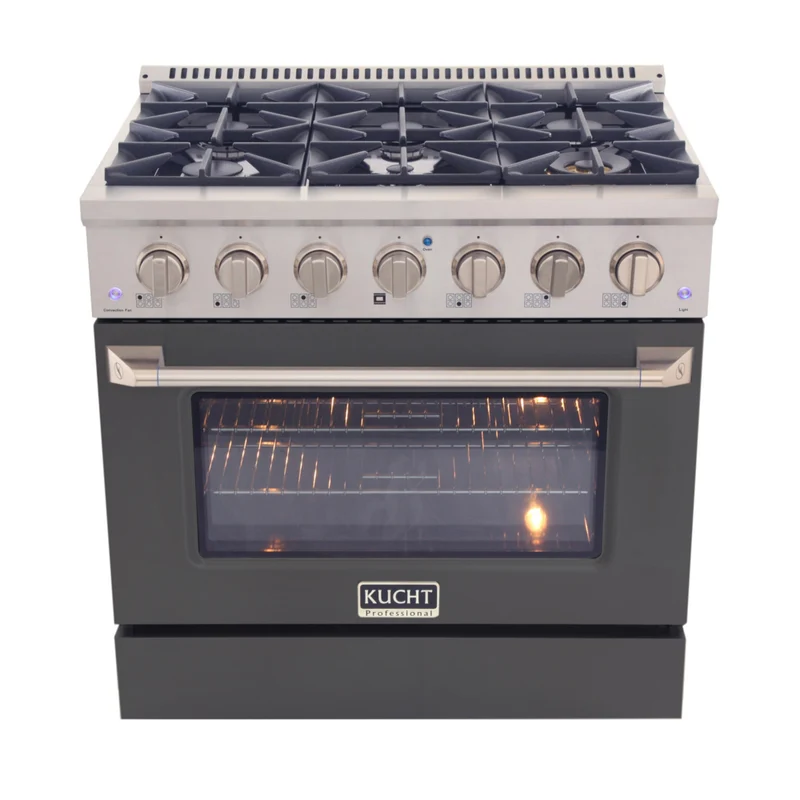 Kucht 36" KDF Series Pro Style Propane Gas Dual Fuel Range - Stainless Steel/Light Blue