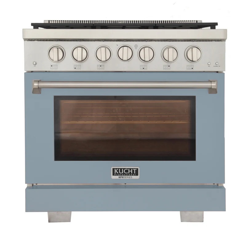 Kucht - 36 po Série KFX-X Cuisinière Pro Style au gaz naturel - Acier inoxydable/Bleu pâle