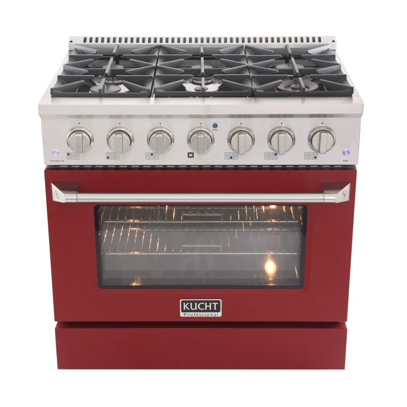 Kucht - 36 po Série KDF Cuisinière Pro Style au gaz naturel - Acier inoxydable/Rouge