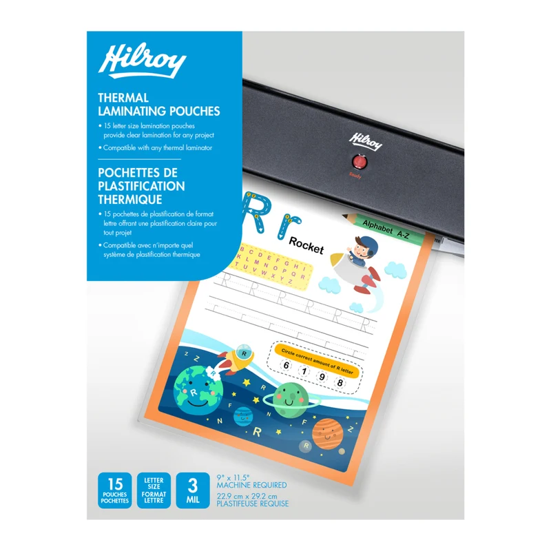 Hilroy - Pochettes de plastification - 3 mil - format lettre