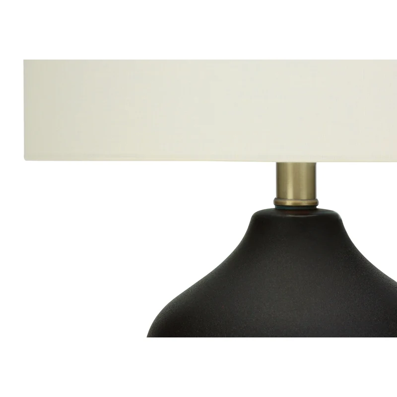 Monarch Specialties - Luminaire - 22 po H Lampe De Table - Céramique Noire - Abat-Jour Ivoire / Crème - Transitionnel