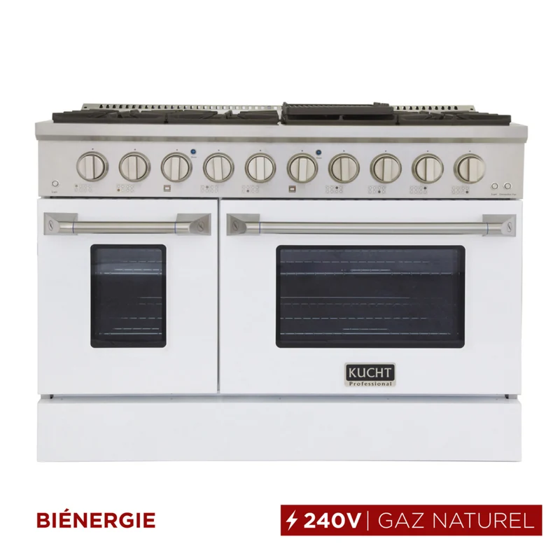 Kucht - 48 po Série KDF Cuisinière Pro Style au gaz naturel - Acier inoxydable/Blanc