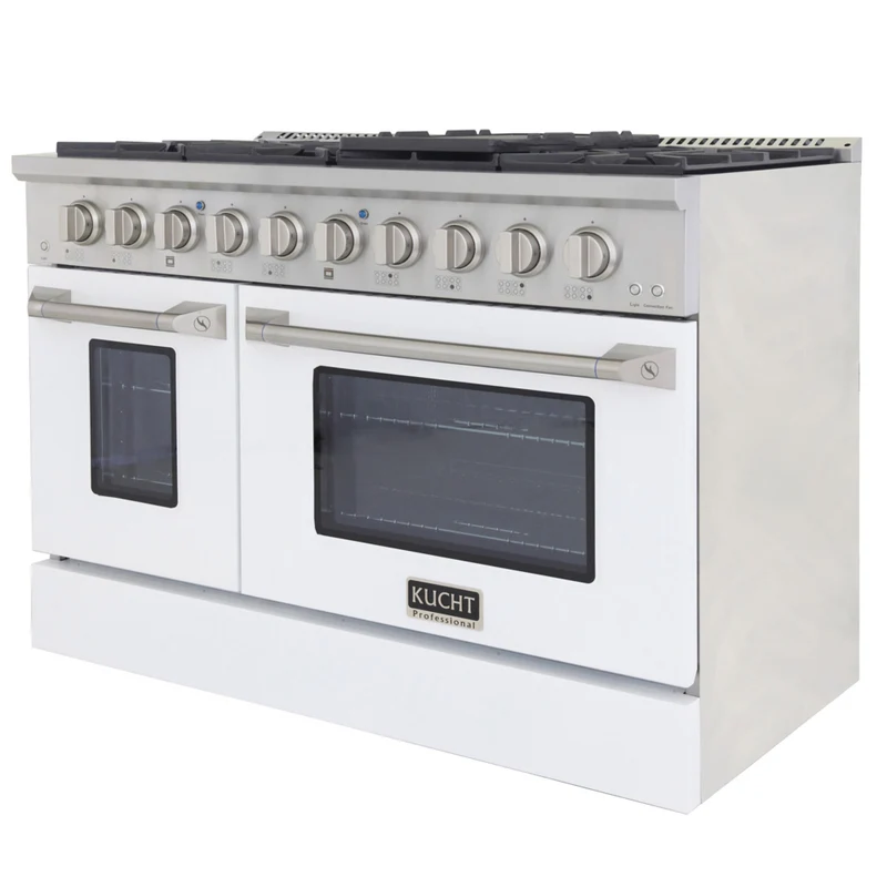 Kucht 48" KDF Series Pro Style Natural Gas Dual Fuel Range - Stainless Steel/White