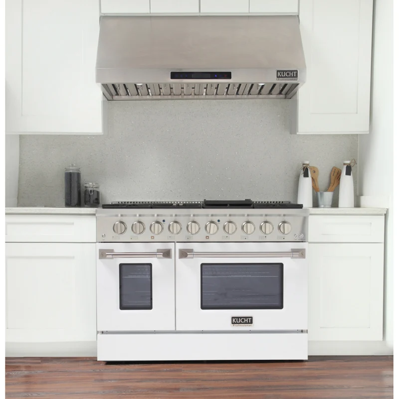 Kucht 48" KDF Series Pro Style Natural Gas Dual Fuel Range - Stainless Steel/White