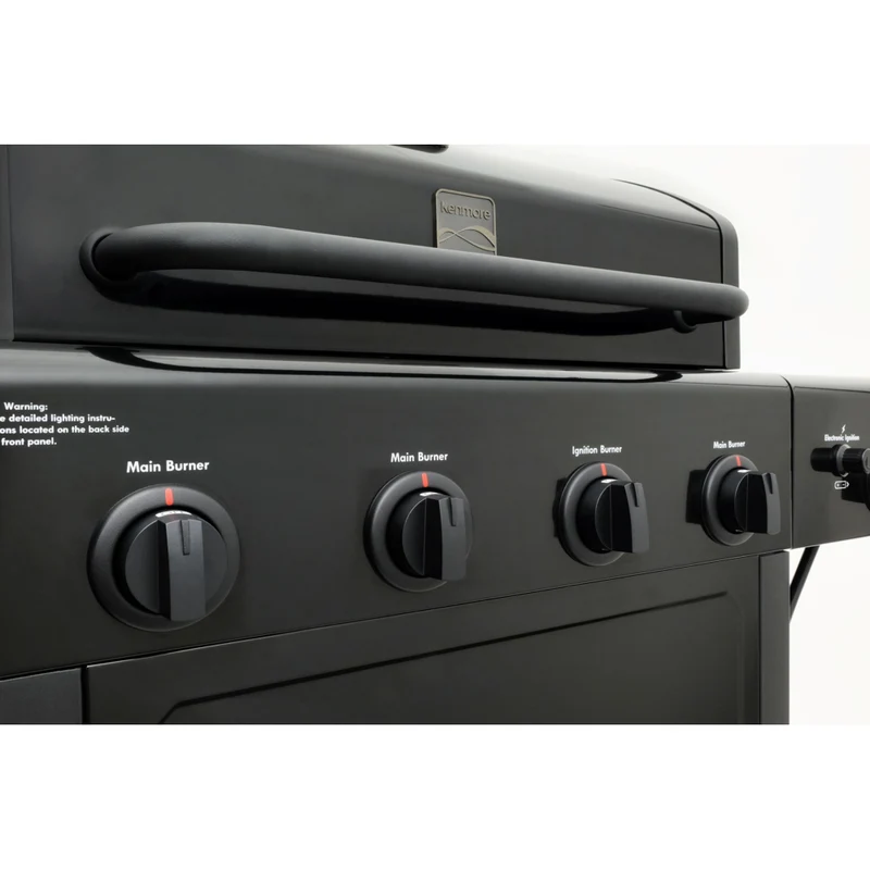 Kenmore - Barbecue au gaz à 4 brûleurs avec brûleur latéral - Tout noir