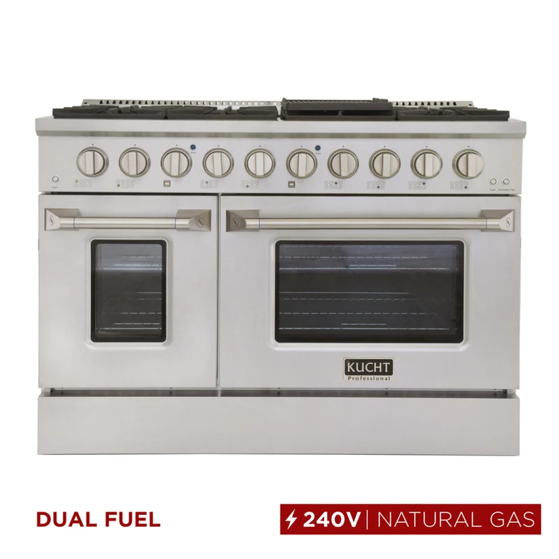 Kucht 48" KDF Series Pro Style Natural Gas Dual Fuel Range - Stainless Steel