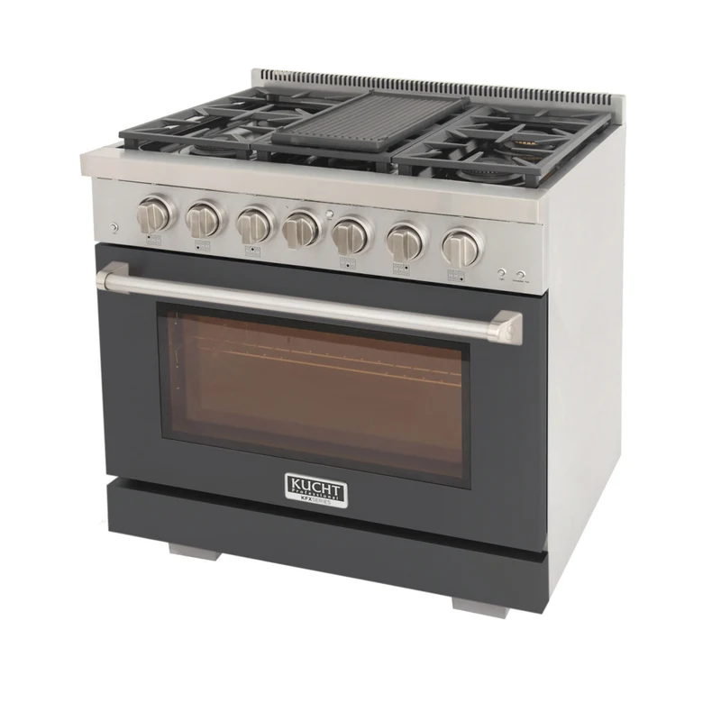 Kucht - 36 po Série KFX-X Cuisinière Pro Style au gaz naturel - Acier inoxydable/Gris ciment