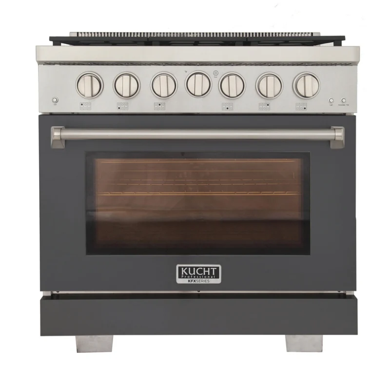 Kucht 36" KFX-X Series Pro Style Natural Gas Range - Stainless Steel/Cement Gray
