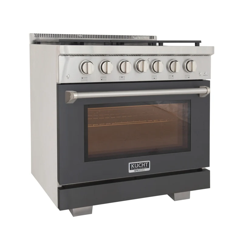 Kucht 36" KFX-X Series Pro Style Natural Gas Range - Stainless Steel/Cement Gray