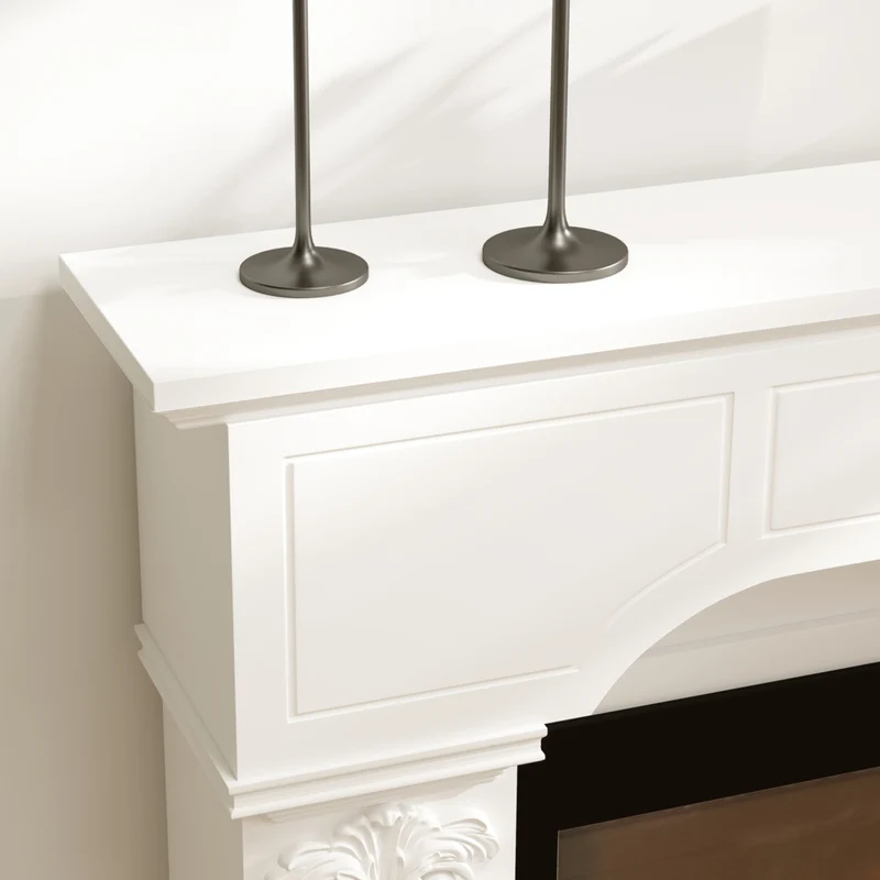HOMCOM - Manteau de foyer style baroque avec pieds ioniques, blanc