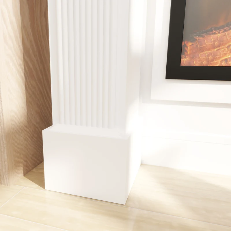 HOMCOM - Manteau de foyer style baroque avec pieds ioniques, blanc