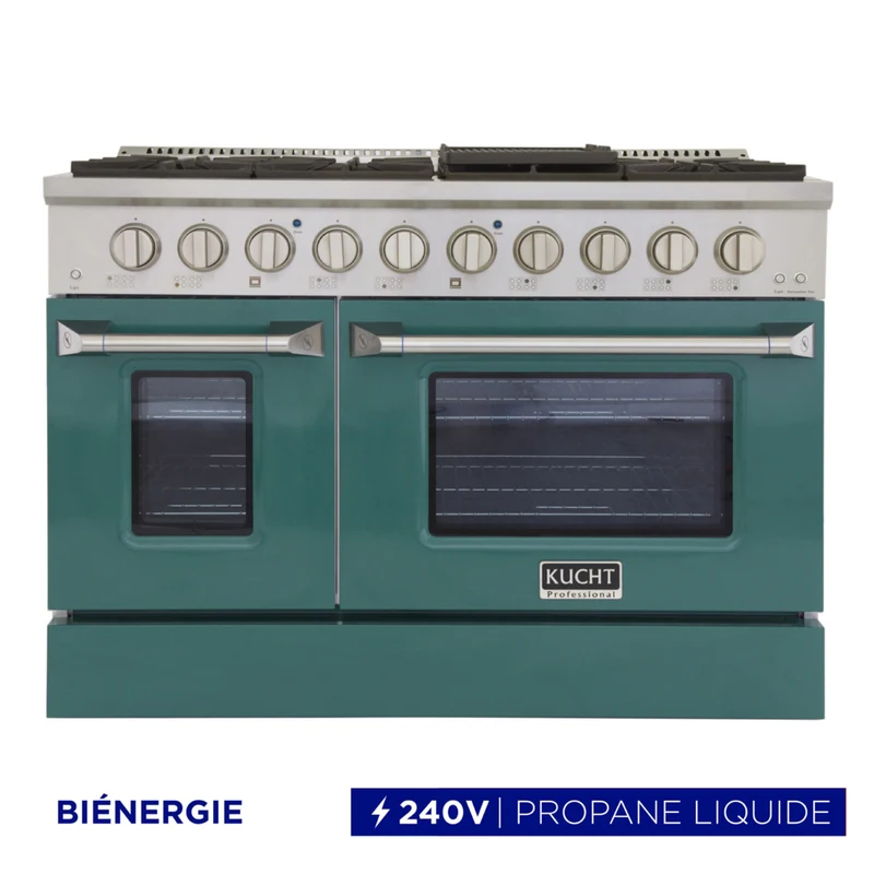Kucht - 48 po Série KDF Cuisinière Pro Style à double combustible - Acier inoxydable/Vert
