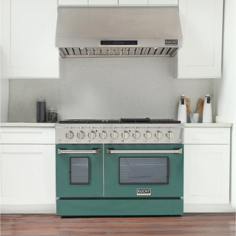 Kucht - 48 po Série KDF Cuisinière Pro Style à double combustible - Acier inoxydable/Vert