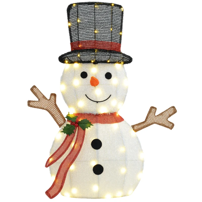 Outsunny - Décoration de Noël bonhomme de neige lumineux avec 56 lumières LED - Blanc