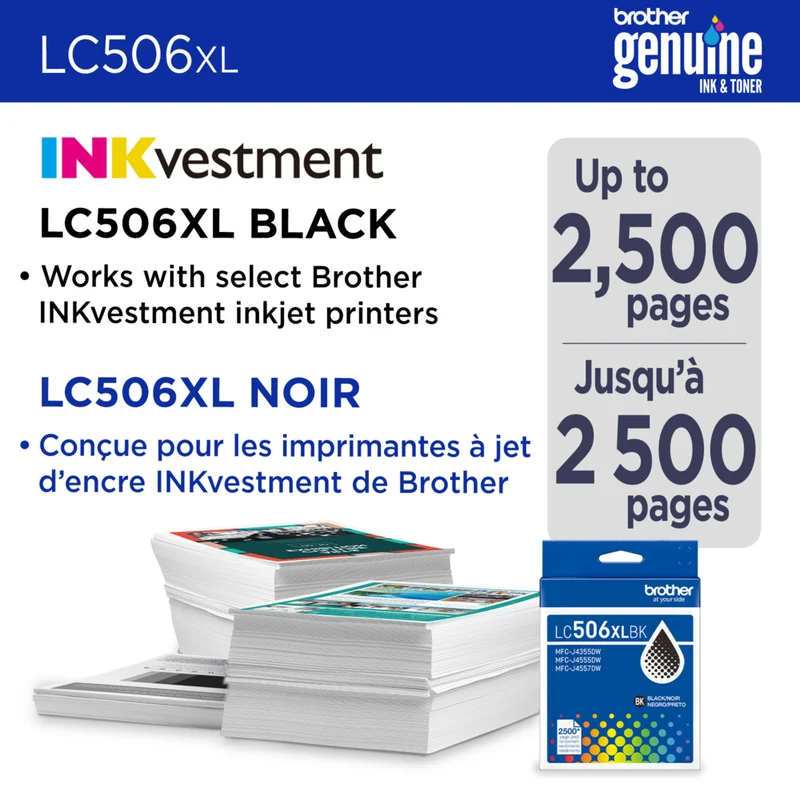 Brother Genuine LC506XLBKS Ink Cartridge - High Yield - Black