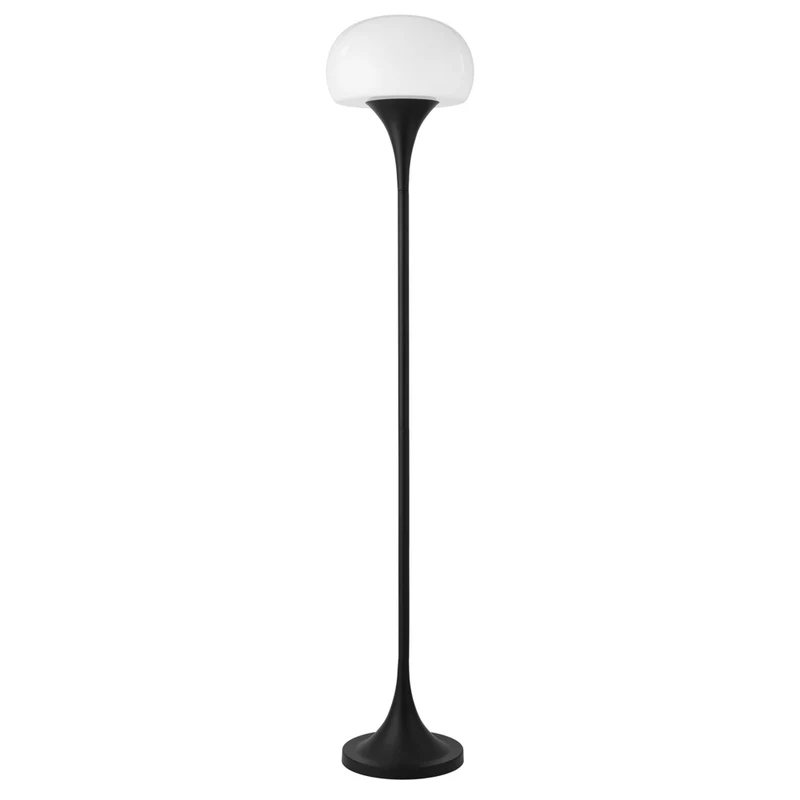 Hudson&Canal Aleister Torchiere Floor Lamp with Glass Shade - Blackened Bronze/White Milk