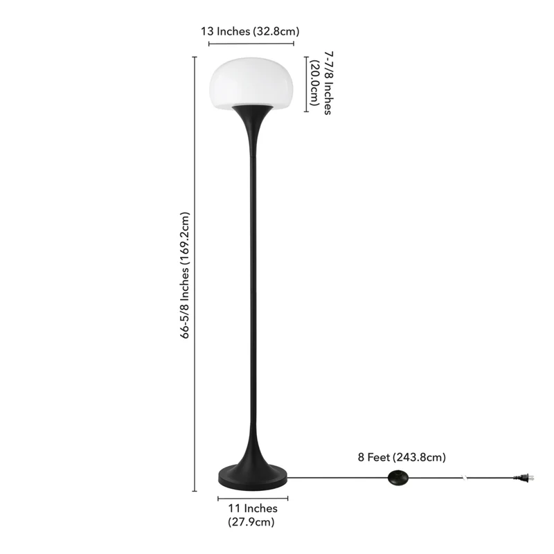 Hudson&Canal Aleister Torchiere Floor Lamp with Glass Shade - Blackened Bronze/White Milk