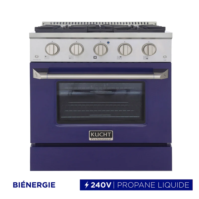 Kucht - 30 po Série KDF Cuisinière Pro Style au gaz propane - Acier inoxydable/Bleu