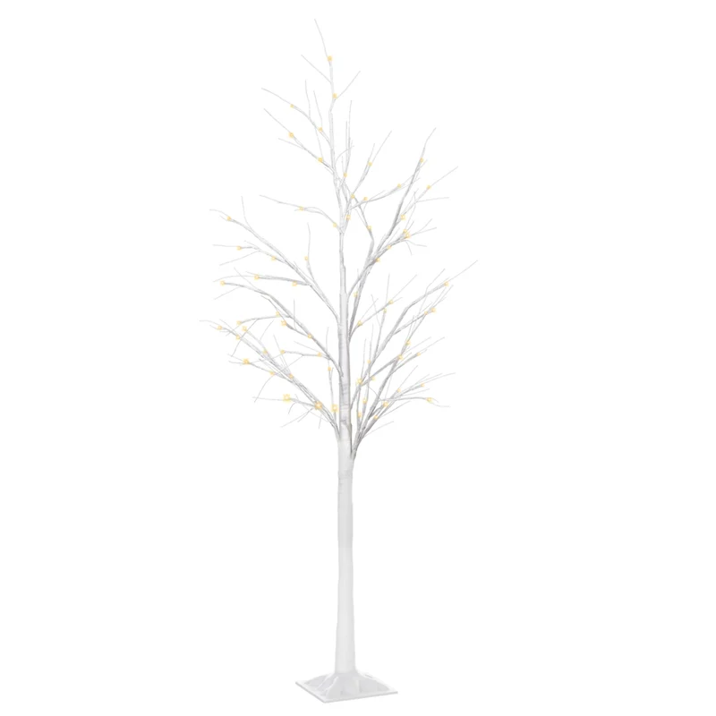 Outsunny - Arbre de bouleau lumineux 5 pi avec 58 LED et 8 modes d’éclairage - blanc