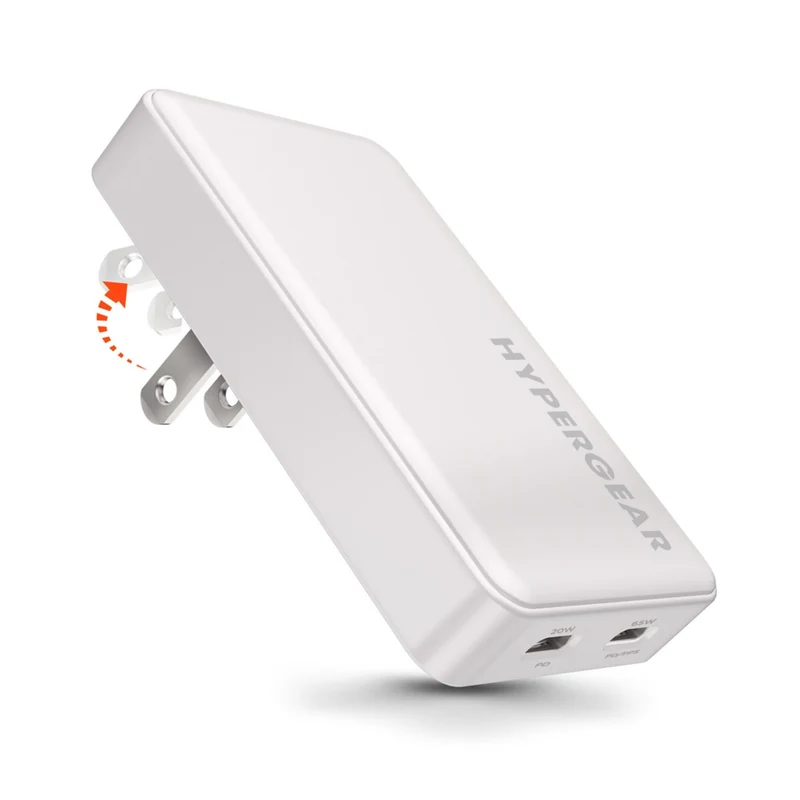 HyperGear 65W Flat Ultra-Slim Dual Port USB-C Wall Travel Charger
