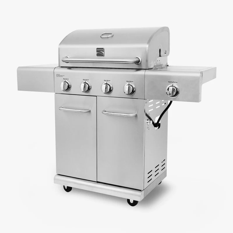 Kenmore - Barbecue au gaz à 4 brûleurs avec brûleur latéral de saisie - Tout en acier inoxydable