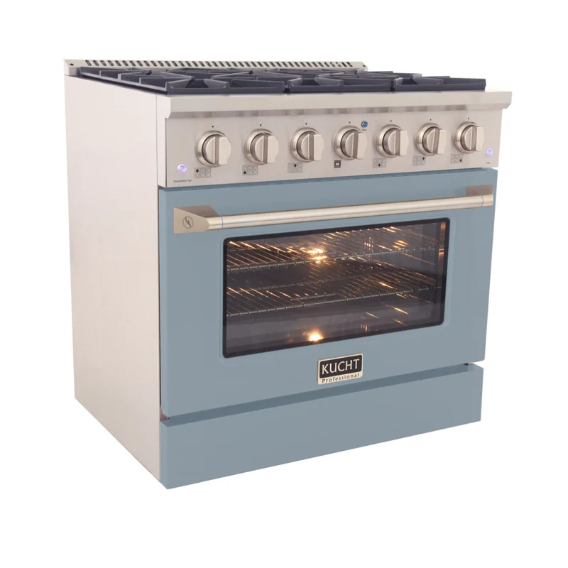 Kucht - 36 po Série KNG Cuisinière Pro Style au gaz propane - Acier inoxydable/Bleu pâle