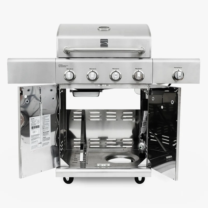Kenmore 4 Burner Gas Grill with Searing Side Burner - Stainless Steel