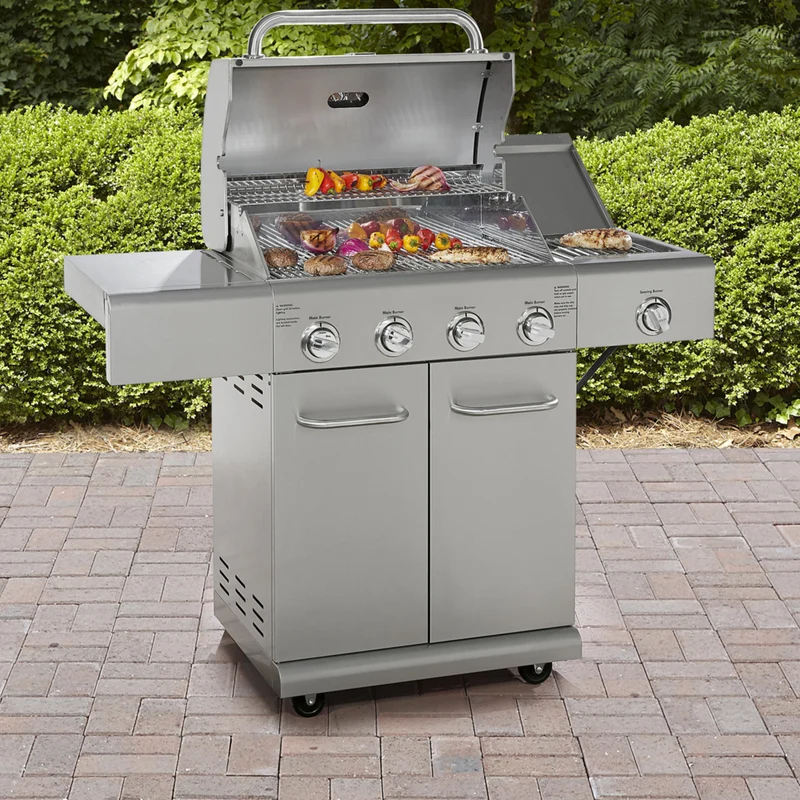 Kenmore 4 Burner Gas Grill with Searing Side Burner - Stainless Steel