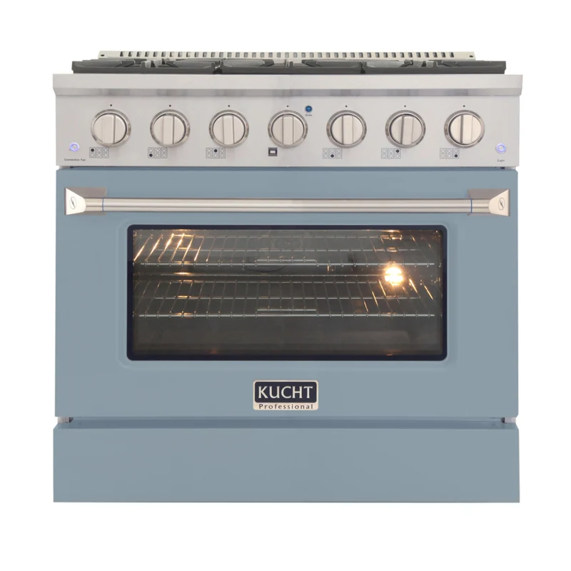 Kucht 36" KNG Series Pro Style Propane Gas Range - Stainless Steel/Light Blue
