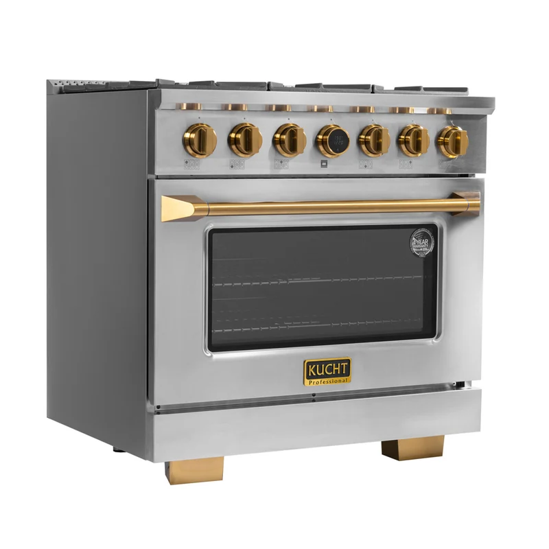 Kucht - 36 po Série KXP Cuisinière double énergie Propane - Acier inoxydable/Or