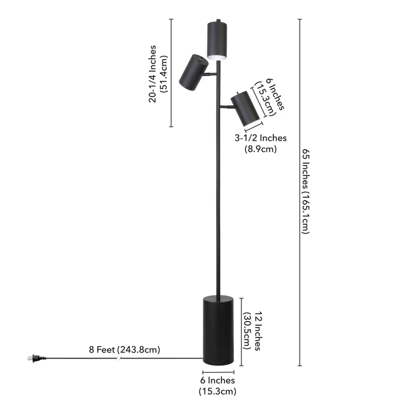Hudson&Canal Dorset 3-Light Floor Lamp with Metal Shades - Blackened Bronze/Blackened Bronze