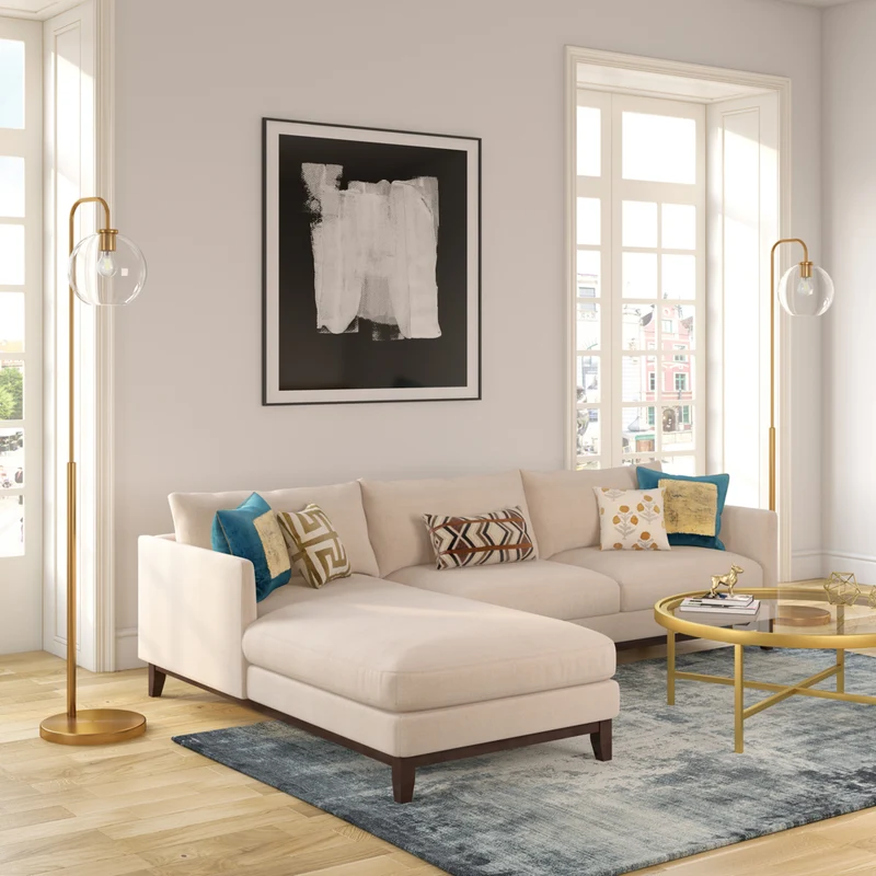 Hudson&Canal - Lampadaire Harrison Arc avec abat-jour en verre - Laiton/Transparent