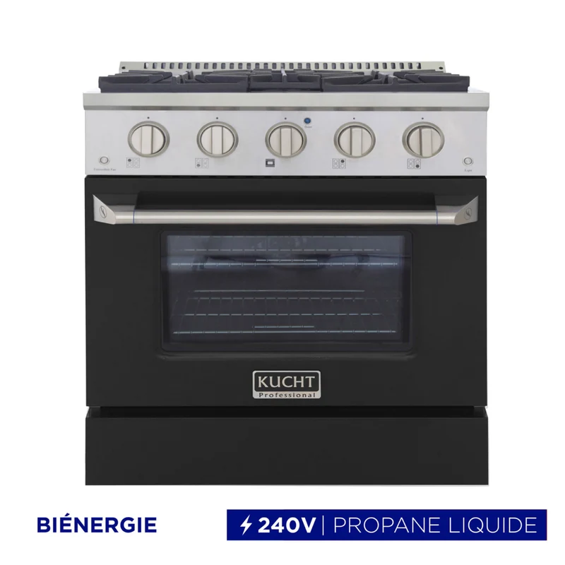 Kucht - 30 po Série KDF Cuisinière Pro Style au gaz propane - Acier inoxydable/Noir