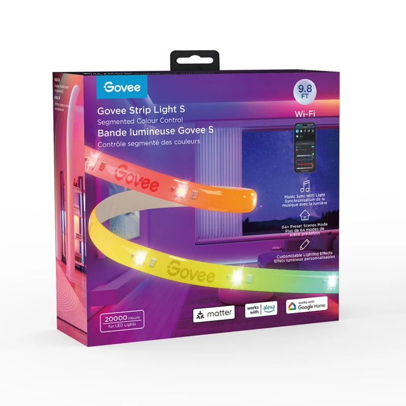 Govee - Bande lumineuse LED RGBICW Wi-Fi de 3 m
