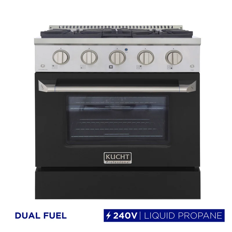 Kucht 30" KDF Series Pro Style Propane Gas Dual Fuel Range - Stainless Steel/Black