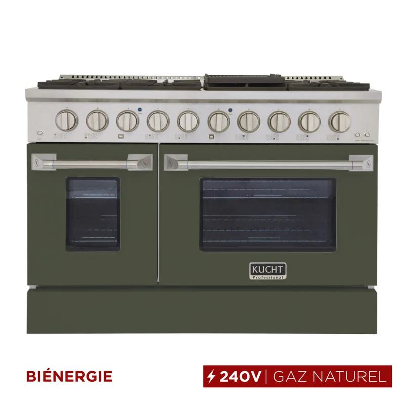 Kucht - 48 po Série KDF Cuisinière Pro Style au gaz naturel - Acier inoxydable/Vert olive
