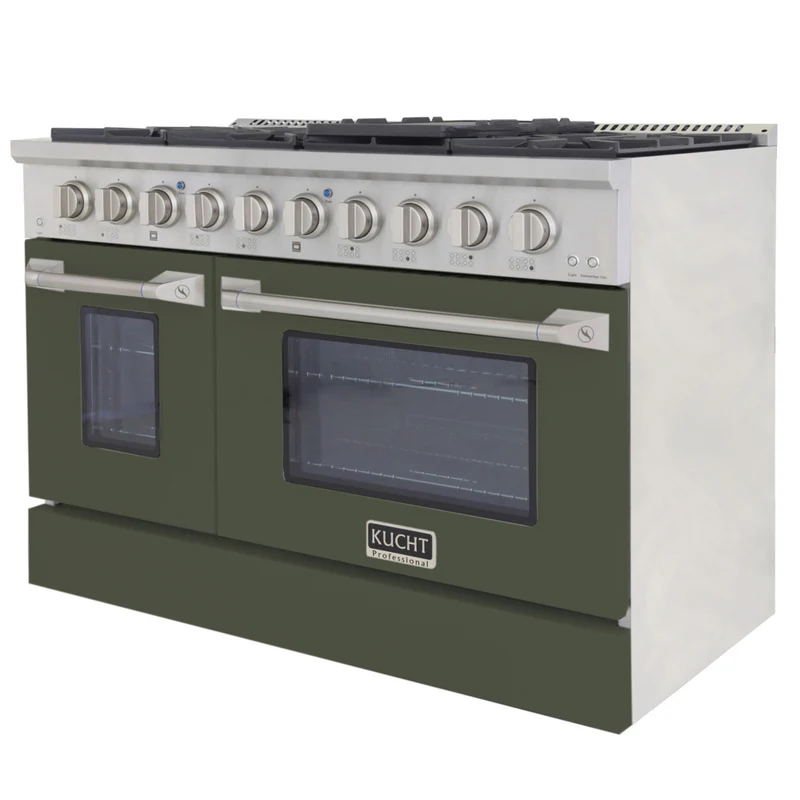 Kucht - 48 po Série KDF Cuisinière Pro Style au gaz naturel - Acier inoxydable/Vert olive