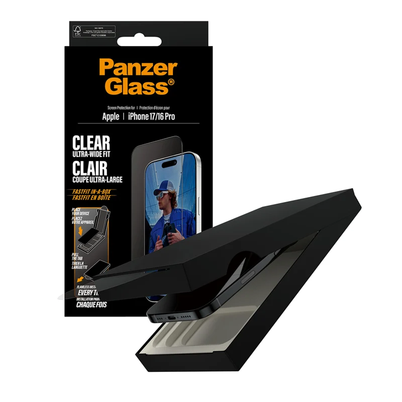PanzerGlass - Protection d'écran UWF pour iPhone 17 avec Fastfit (en boîte) - Transparent