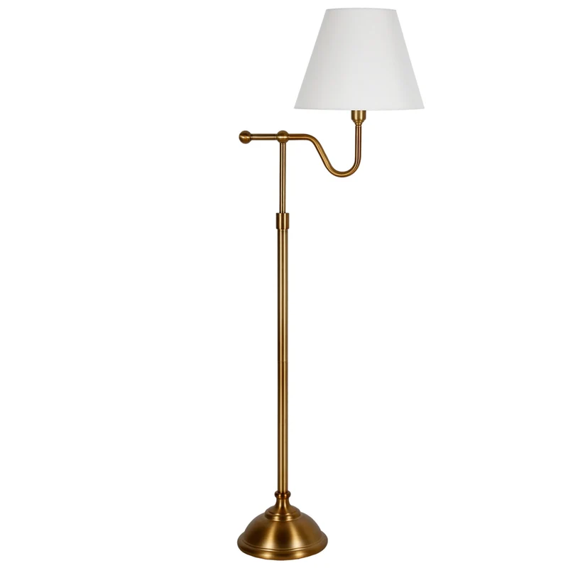 Hudson&Canal Wellesley 63" Tall Floor Lamp with Fabric Shade - Brass/White