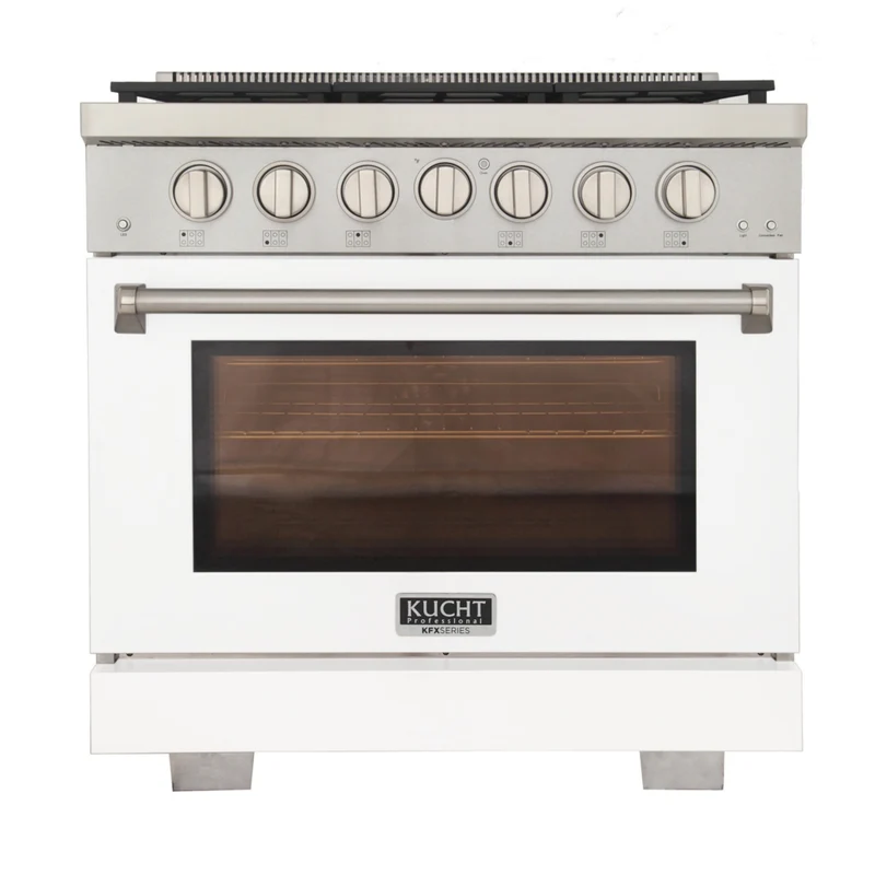 Kucht 36" KFX-X Series Pro Style Propane Gas Range - Stainless Steel/White