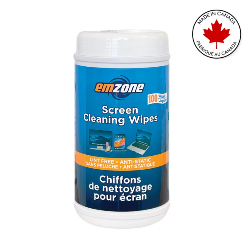 Emzone - Lingettes nettoyantes pour écrans - 100 lingettes/paquet - Paquet de 12