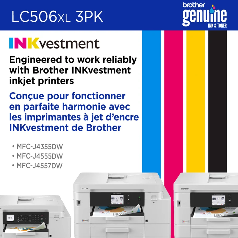 Brother Genuine LC506XL 3-Piece Ink Cartridge Set - High Yield - Cyan - Magenta - Yellow