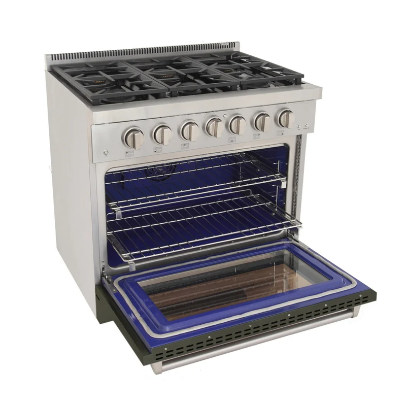 Kucht - 36 po Série KFX-X Cuisinière Pro Style au gaz naturel - Acier inoxydable/Vert olive