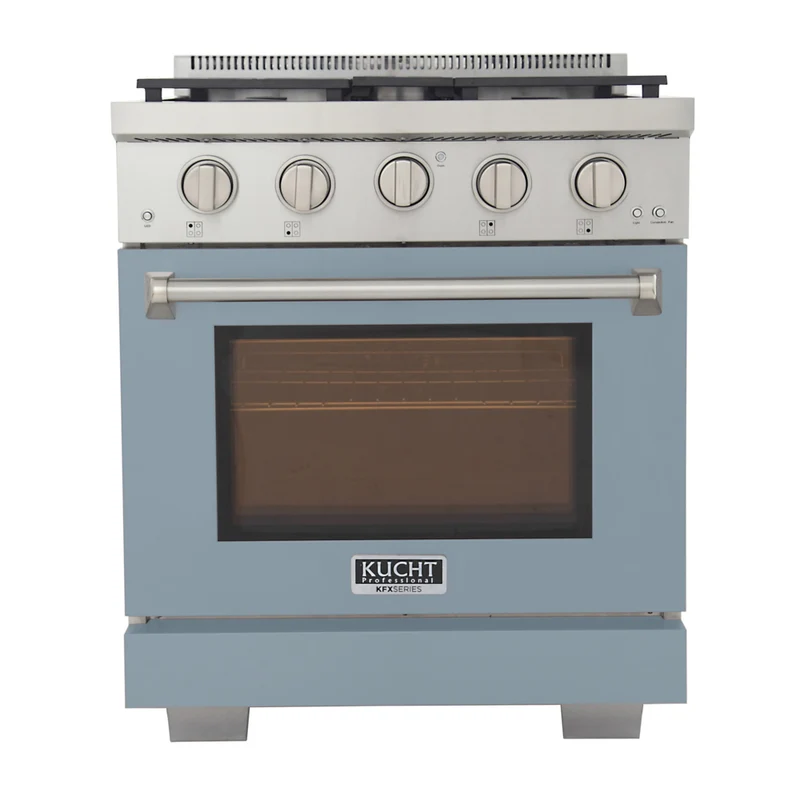 Kucht - 30 po Série KFX-X Cuisinière Pro Style au gaz naturel - Acier inoxydable/Bleu pâle