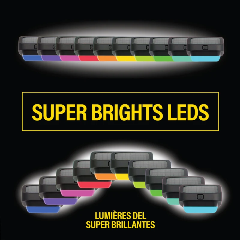 Bell+Howell - Lampes solaires LED multicolores pour clôture extérieure - Paquet de 4