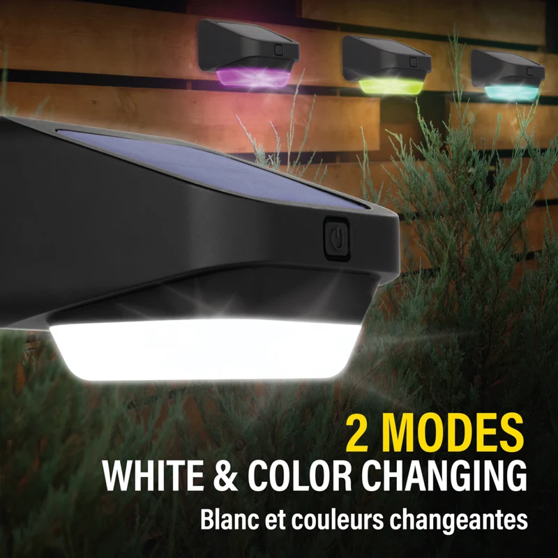 Bell+Howell - Lampes solaires LED multicolores pour clôture extérieure - Paquet de 4