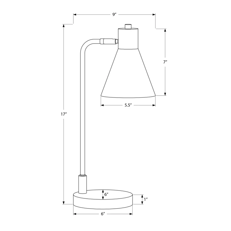 Monarch Specialties 17" H Contemporary Table Lamp - Black Metal / Silver Metal