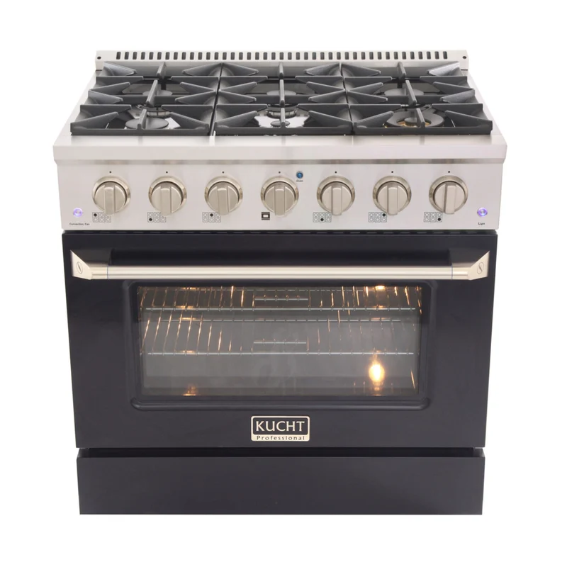 Kucht - 36 po Série KNG Cuisinière Pro Style au gaz propane - Acier inoxydable/Noir
