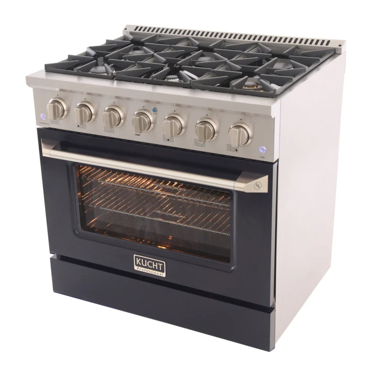 Kucht - 36 po Série KNG Cuisinière Pro Style au gaz propane - Acier inoxydable/Noir