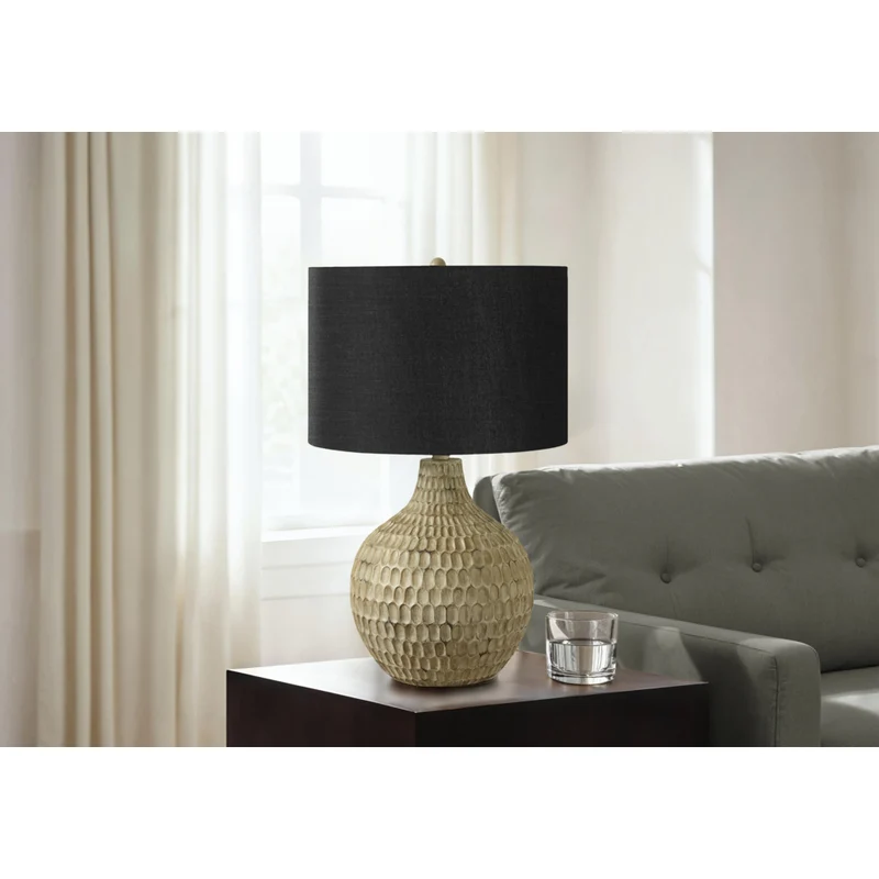 Monarch Specialties - Luminaire - 25 po H Lampe De Table - Abat-Jour Noir - Résine Brune - Contemporain